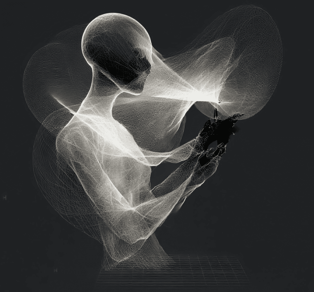 Monochrome x-ray-style human figure artwork — predictoors forecasting guide opinion